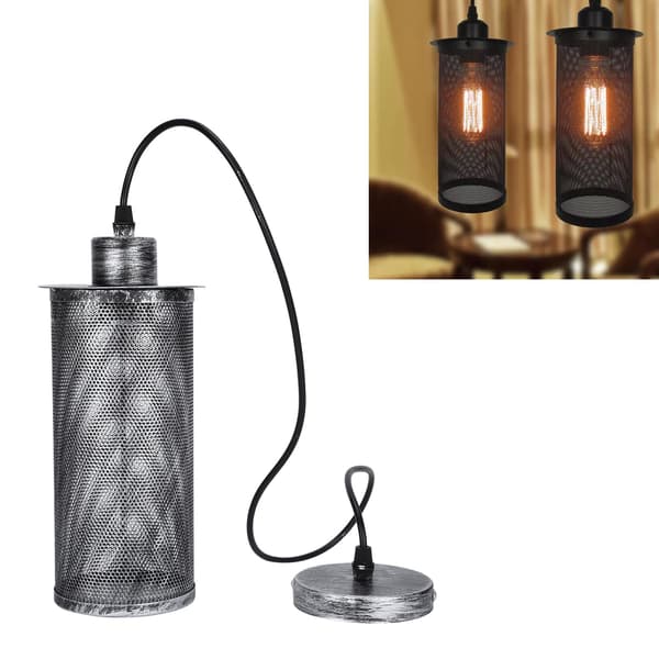 Retro Mesh Pendel Lampeskærm E27 Jernlampe til Bar Cafe Restaurant Sort