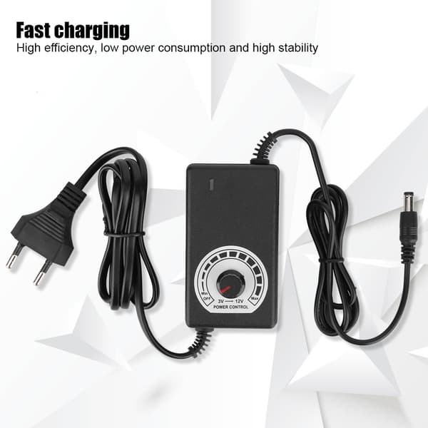 3-12V 3A DC spændingsregulator dæmpningsadapter til LED-striplys, 100-240V EU-stik