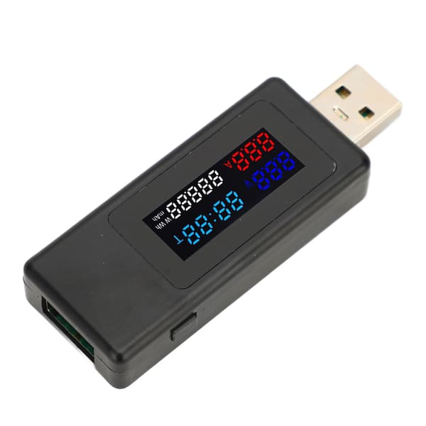6-i-1 USB-strømmåler, spændingsstrømstester, timing, kapacitet, batterimonitor, farvedisplay multimeter