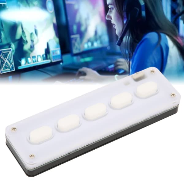 Programmerbart tastatur 5 taster kablet USB trådløs Bluetooth Dual Mode Mini Silikone Mute DIY Programmerbart Gaming Tastatur Hvid