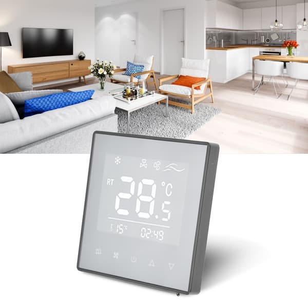 Digital Termostat LCD-skærm Touchscreen Smart Aircondition Temperaturregulator til Hjem Hotel AC220V Sort