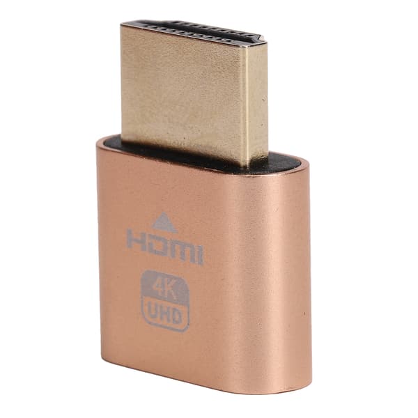 High Definition Multimedia Interface Dummy Plug HotSwappable 4K Display Emulator (Guld)