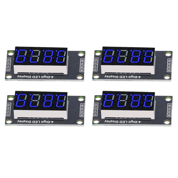 4-pak 0,36\" LED 7-segment displaymodul, TM1637-driver, blåt digitalt rør til Arduino