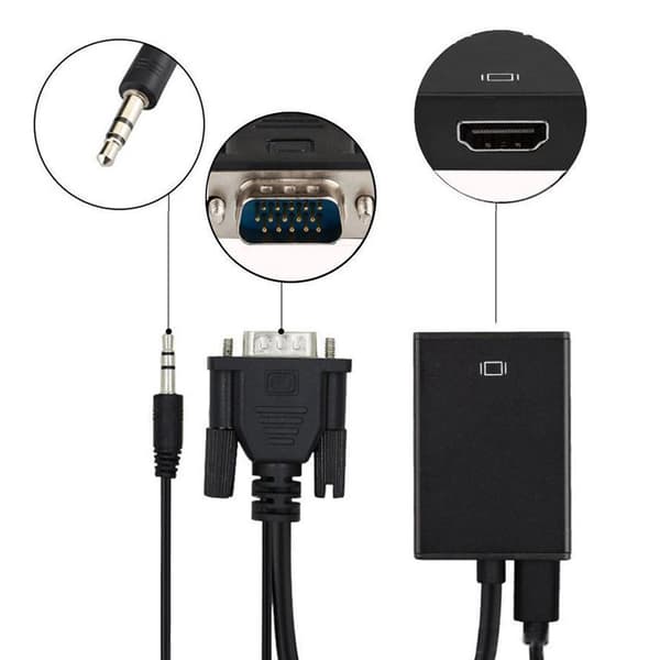 VGA til HD Multimedia Interface Konverter Professionel 1080P VGA Adapterkabel til PC Bærbar TV