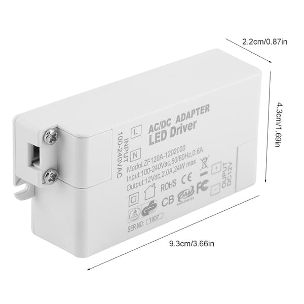 AC 100-240V til DC 12V 24W LED Driver Strømforsyning Transformer til Strip Light