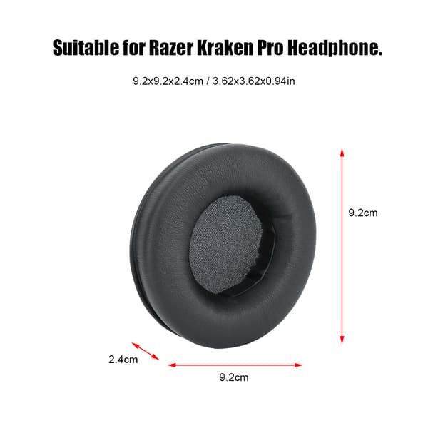 Bløde svampe-ørekopper til Razer Kraken Pro Hovedtelefon Sort