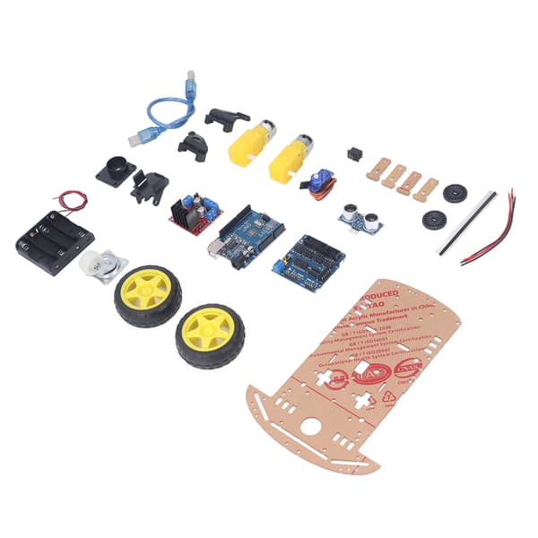 Smart Robot Bil Chassis Kit DIY Programmerbart Udviklingskort 2WD Ultralyd med Motor MCU