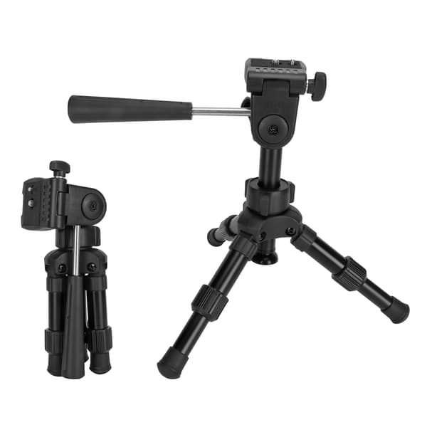 Mini Tripod Bærbart Letvægts 360 Graders Roterende Desktop Stativ med Quick Release Plade til Kamera Telefon