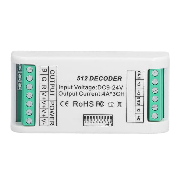 3 kanaler LED-dekoder Strip Controller RGB Controller DMX512 Konstant Spændingskontrol 9-24V