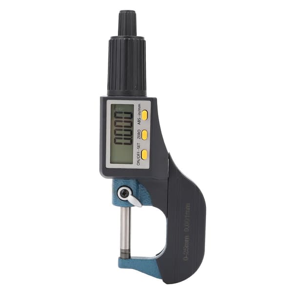 Digital mikrometer i kromlegering, 0,001 mm noggrannhet, 0-25 mm räckvidd, LCD-display