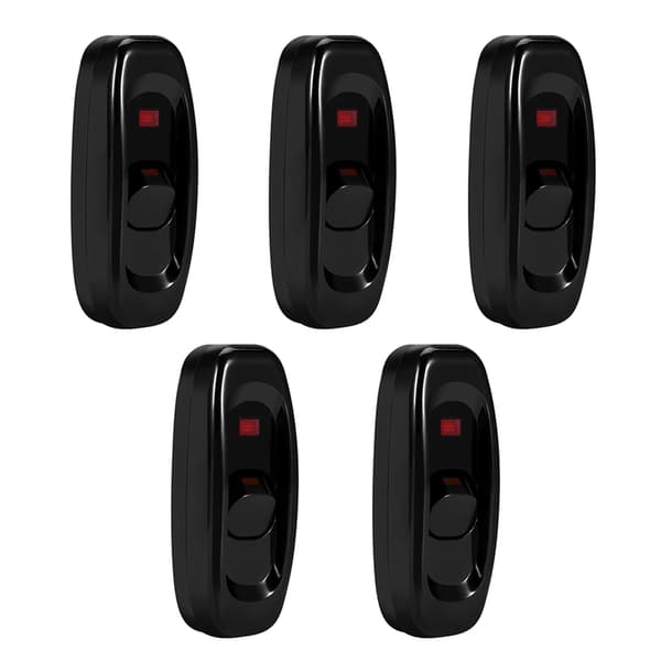 Inline ON/OFF ledningsafbryder med LED-indikatorlys, AC 250V 10A, sort til bordlampe