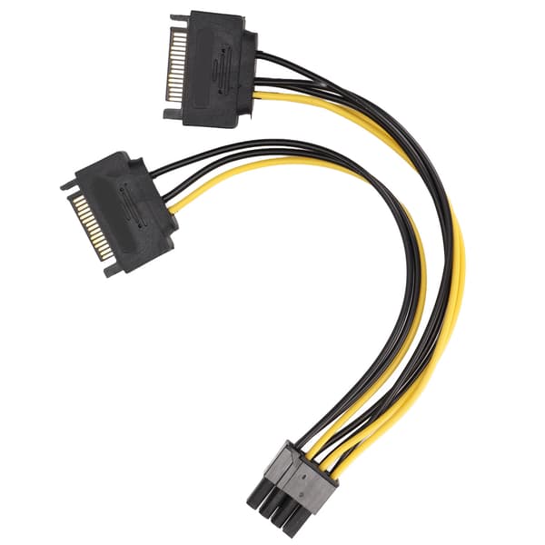 2 stk. strømkabler Dobbelt 15-bens SATA til PCIE 8-bens han GPU-strømadapter til computertilbehør