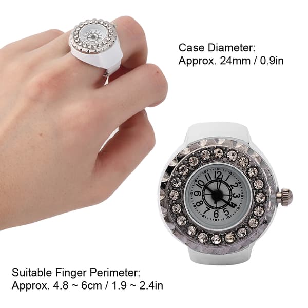 Damkristall strass ringklocka - kvarts vit, elegant smyckesur