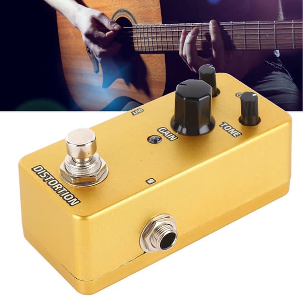 Elgitarr Effektpedal Enkel Block Mini Modulationsförstärkarsimulering Pedal Golden Distortion