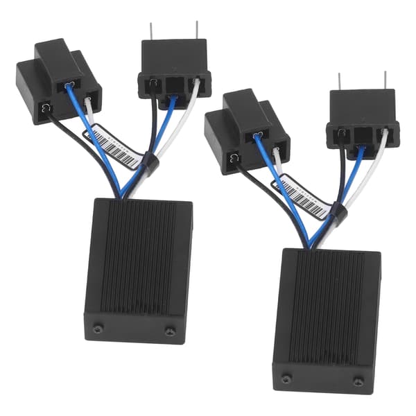2 stk. LED-forlygtedecoder i aluminium, anti-flimmer fejlcanceller, universel ledningsnet