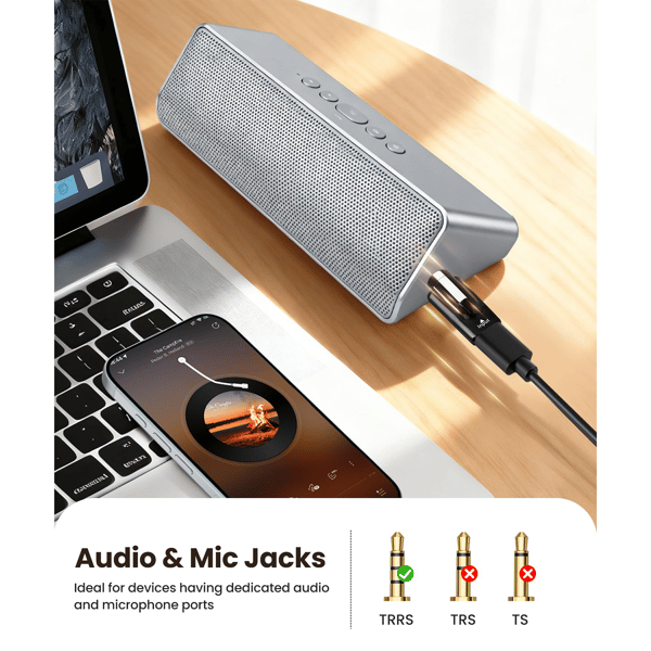 USB-C til 3,5 mm lydadapter til hovedtelefoner, pc, tablet, bærbar computer, mikrofon, højttaler (2-pak)