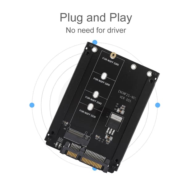 Tehokas 22-nastainen M.2 NGFF–SATA-sovitin, Plug and Play M.2–SATA B Key