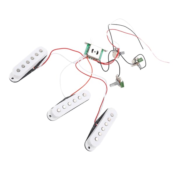 Elgitarr Pickups Kit Förkopplad Uppsättning Single Coil med Timbre Volym Linje Ersättning för ST Panel Vit