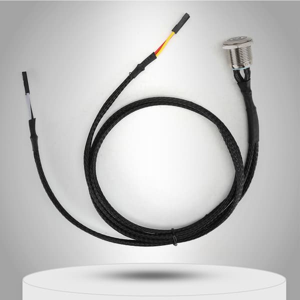 Desktop Computer Vært Switch Kabel Metal Knap Metal LED Strømknap Rød