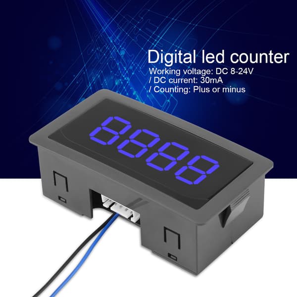 DC LED Digital Display 4-siffrig 0-9999 Upp/Ner Plus/Minus Panelräknare Mätare Blå