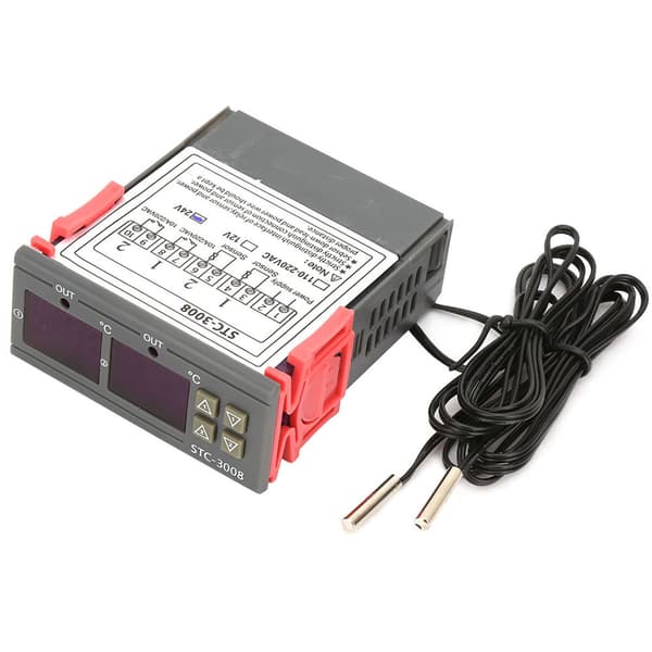 STC-3008 Dobbelt Display 2x NTC Probe Digital Temperatur Termostat Controller, DC24V, 12V Valgfri