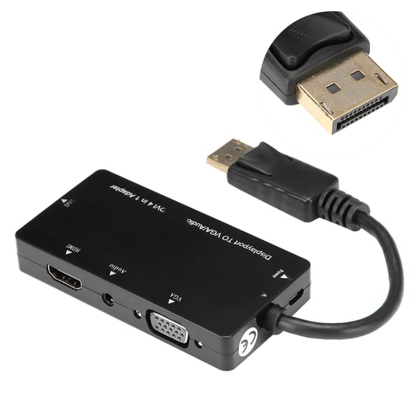 4-in-1-sovitinkaapeli Displayport–HDMI/VGA/DVI/äänimuunnin monitoiminen