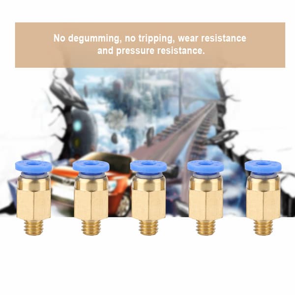 5 STK 3D-printertilbehør PC4-M6 lige gennemgående pneumatisk samling ydre diameter 4MM