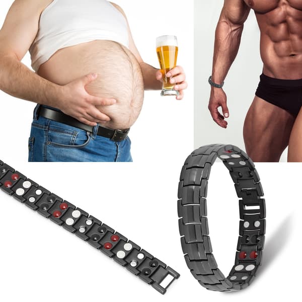Magnetisk terapiarmbånd til mænd - Smertelindring, træthedsreduktion, wellness-smykker, sort, justerbar størrelse