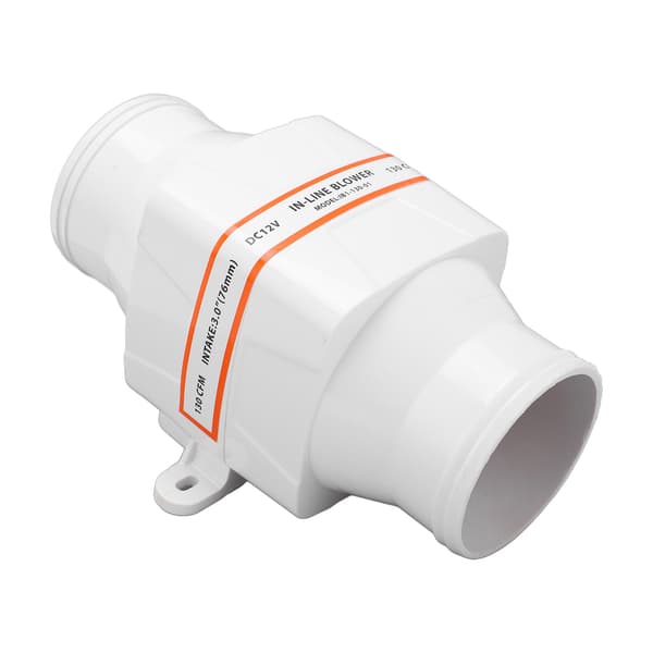 3 tommer 12V Inline Lænseventilator 130CFM 4 Blade Høj Luftstrøm til Marine Yachter Både