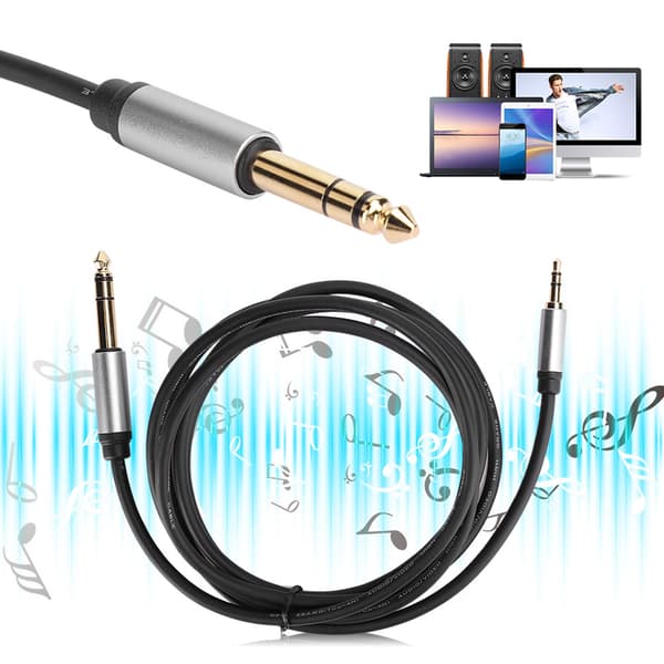 3.5MM til 6.5MM Audio Adapterkabel Han til Han HiFi Lydkvalitet Forbindelseslinje til Telefon (1.8M)