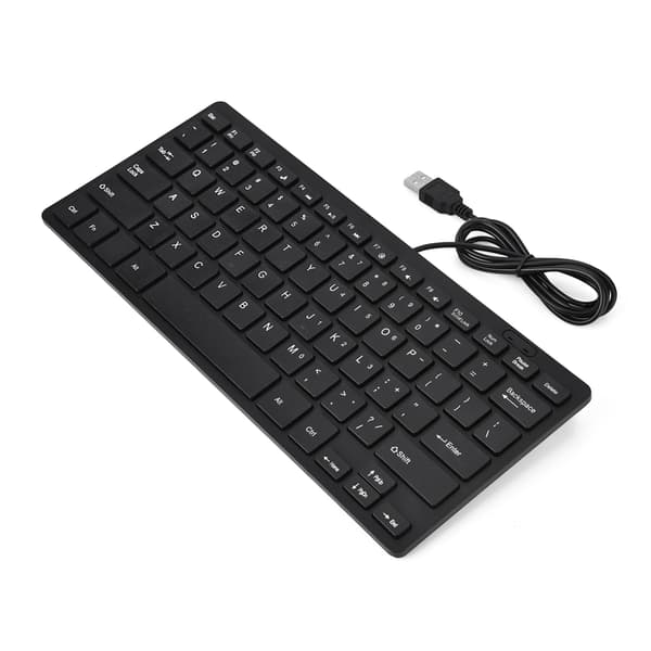 78 Taster Ultra Tyndt Mini USB Kablet Tastatur til Stationær Computer Bærbar PC (Sort)
