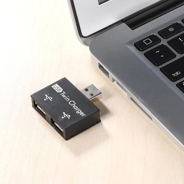 Mini USB-hubb 2-portars USB dubbelladdare splitteradapteromvandlare för PC USB-minnen