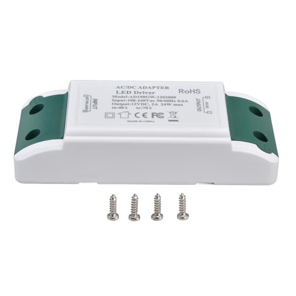 LED Driver 12V DC 24W 2A LED Strømforsyning til LED Strip Lys og Skab Lys AC100‑240V