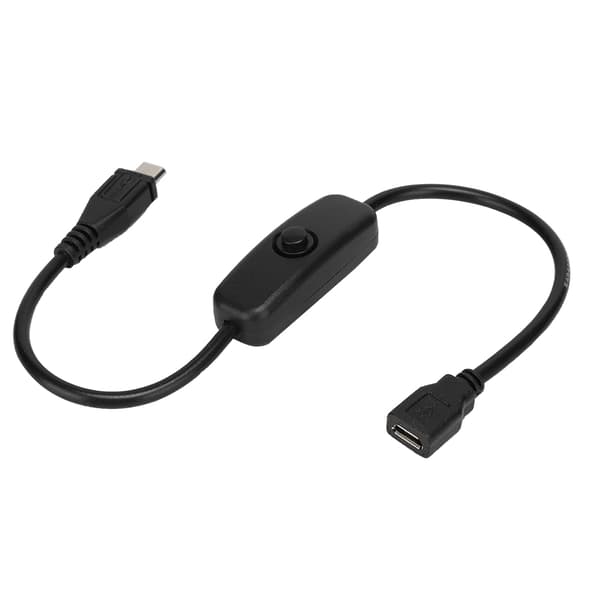 Micro USB naaras-uros-jatkokaapeli 501-painikekytkimellä Raspberry Pi:lle