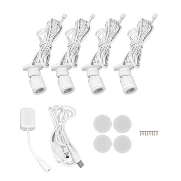 LED-underskåpsbelysning USB-strömförsörjning Dimbar vitt ljus LED-vitrinlampa med 3 installationsmetoder 1 för 4