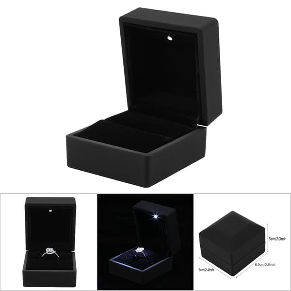 LED-ringdisplayfodral för förlovningsbröllopssmycken, presentförvaringslåda med ljus (ringlåda)