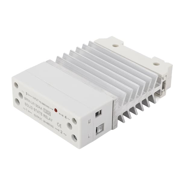 120A AC Solid State Relæ, Skinne Montering SSR m/ Køleplade, 70-280VAC Ind, 24-480VAC Ud