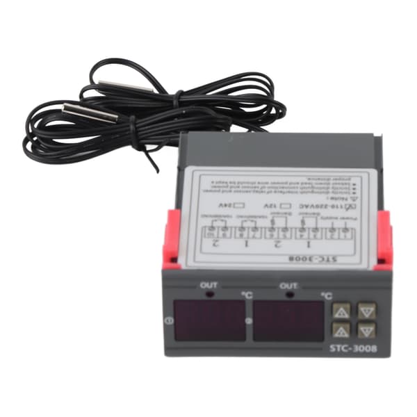 Termostatregulator med dubbel display och dubbla prober, 110-220VAC