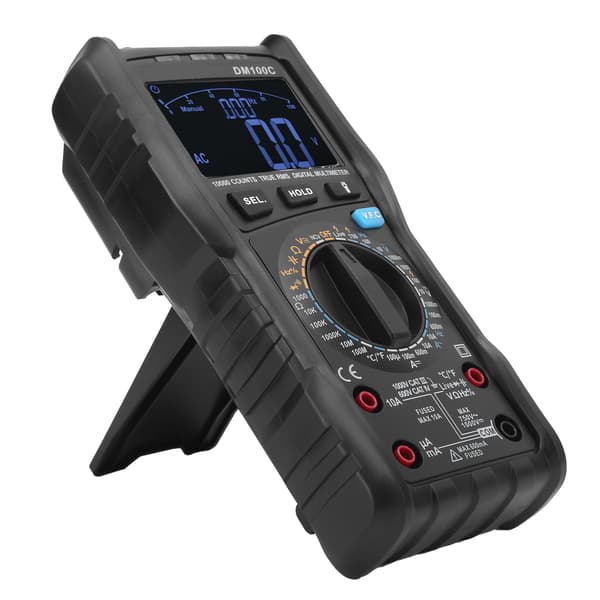 DM100C Digital Tangamperemeter True RMS 10A/999.9V Tester til Elektrikere
