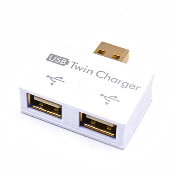 Mini USB Hub 2-port USB dobbelt oplader splitter adapter konverter til pc USB-flashdrev
