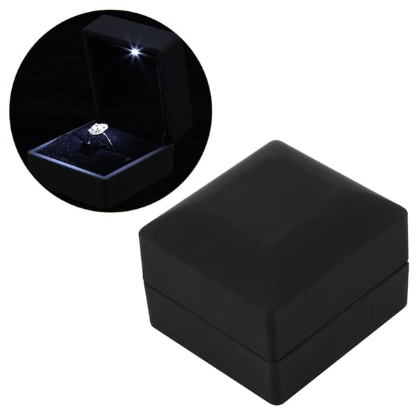 LED-ringdisplayfodral för förlovningsbröllopssmycken, presentförvaringslåda med ljus (ringlåda)