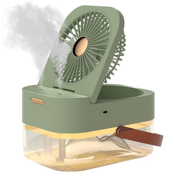 Mini USB Ventilator Luftfugter, Bærbar Luftkøler med Natlys, Skrivebordskøleventilator til Sommer Hjemmekontor, Grøn
