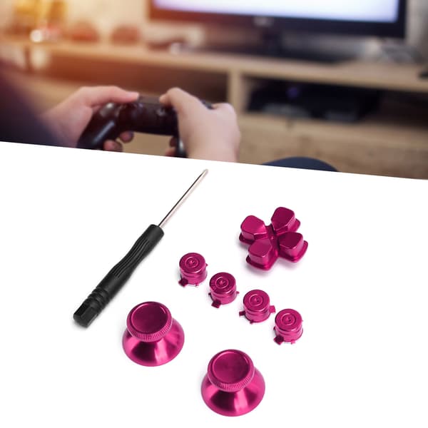 Metallknapp Tumstick Simulerar Grepp för PS4 Gamepad Controller Joystick Ersättning Rosröd