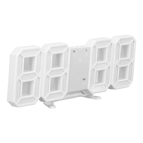 3D Digital LED Väggklocka Vit Ram Alarm Timer Temperaturdisplay för Vardagsrum Sovrum Heminredning