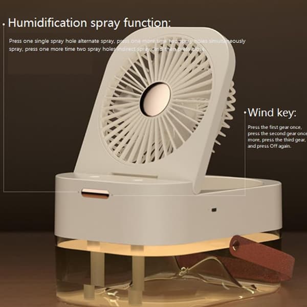 Mini USB Ventilator Luftfugter, Bærbar Luftkøler med Natlys, Skrivebordskøleventilator til Sommer Hjemmekontor, Grøn