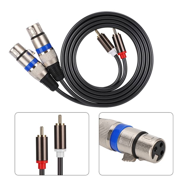 Dobbelt RCA han til dobbelt XLR hun lydadapterkabel patchkabel dobbelt række PVC-ledning