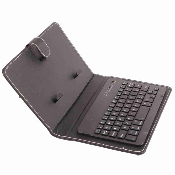 Universal trådløst Bluetooth-tastatur flip-etui med stativ til iOS/Android-telefoner, sort
