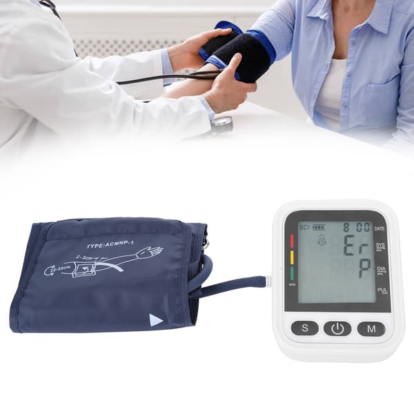 Automatisk Digital Blodtryksmåler Sphygmomanometer Tonometer til Måling af Overarm Sort og Hvid