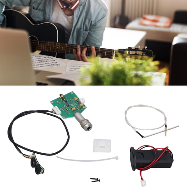 Gitarr Piezo Pickup Kit Inbyggt Förförstärkarsystem Akustisk Gitarr Pickup med Volym- och Tonkontrollratt