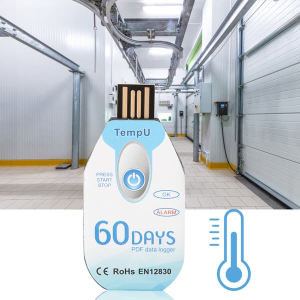 Temperaturdatalogger för engångsbruk PDF-rapport USB-port 10000 punkter